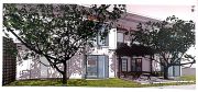 Perspective image - front lawn, sit-out